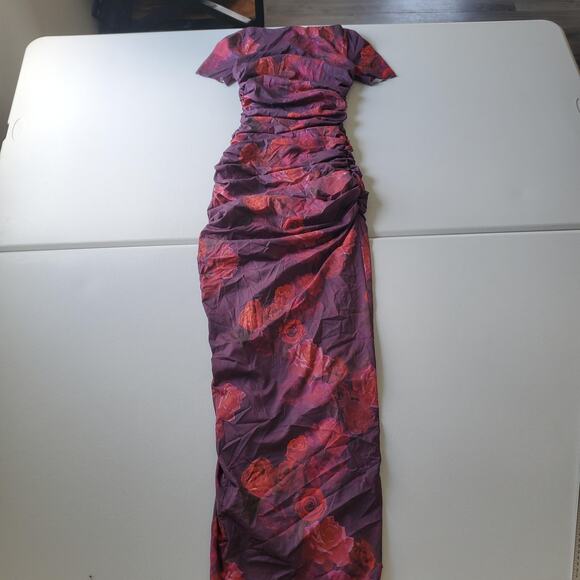 House of CB Dresses & Skirts - House of CB Dress Whimsigoth Womens XS Purple Red Rose Dark Floral Ruched Maxi